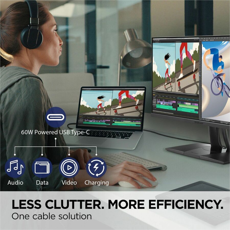 ViewSonic VP2456 24 Inch 1080p IPS Monitor with Ultra-Thin Bezels, Pantone Validated, HDMI, DisplayPort and 60W USB C VP2456