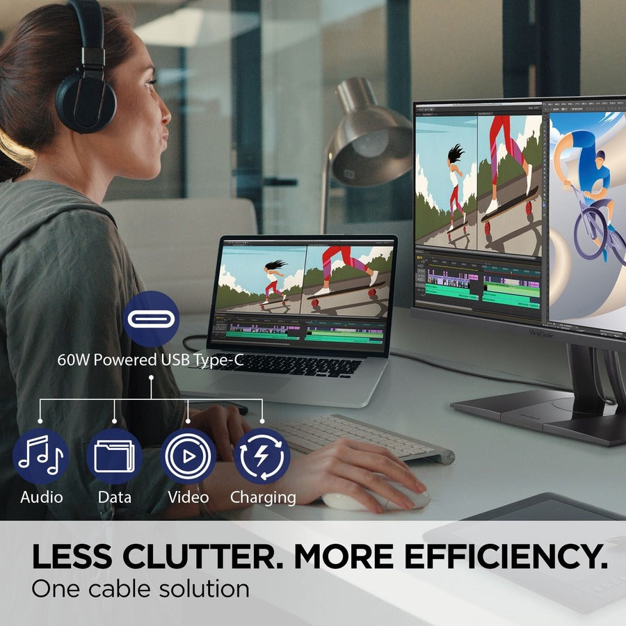 ViewSonic VP2456 24 Inch 1080p IPS Monitor with Ultra-Thin Bezels, Pantone Validated, HDMI, DisplayPort and 60W USB C VP2456