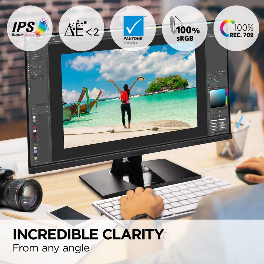 ViewSonic VP2456 24 Inch 1080p IPS Monitor with Ultra-Thin Bezels, Pantone Validated, HDMI, DisplayPort and 60W USB C VP2456