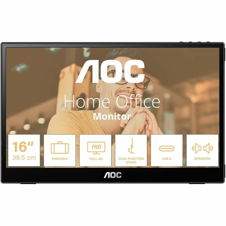 AOC 16T3E 16" Class Full HD LED Monitor - 16:9 - Black 16T3E