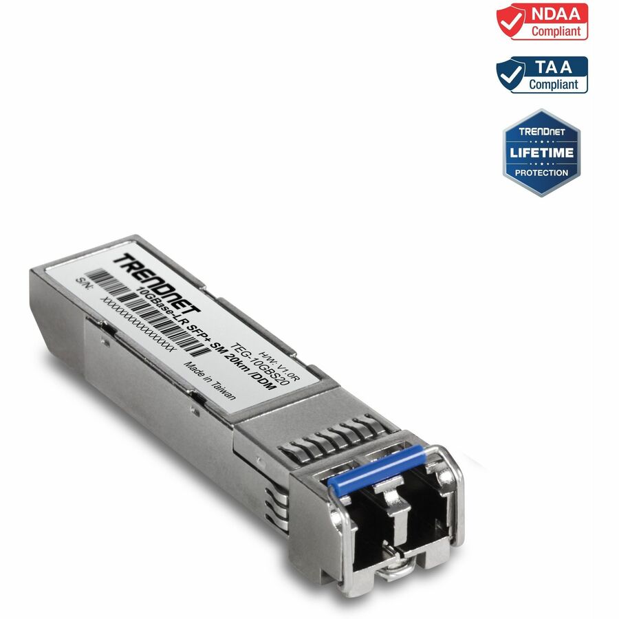 TRENDnet TEG-10GBS20, SFP+ Single Mode LC Module (20km), Lifetime Protection TEG-10GBS20