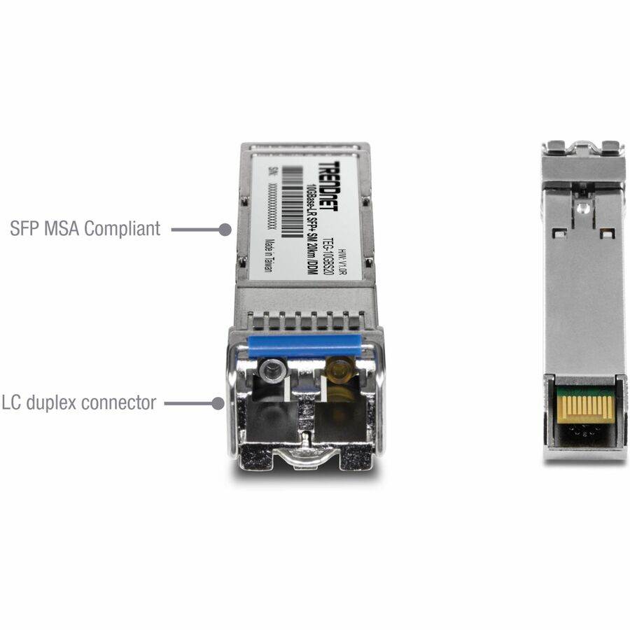 TRENDnet TEG-10GBS20, SFP+ Single Mode LC Module (20km), Lifetime Protection TEG-10GBS20