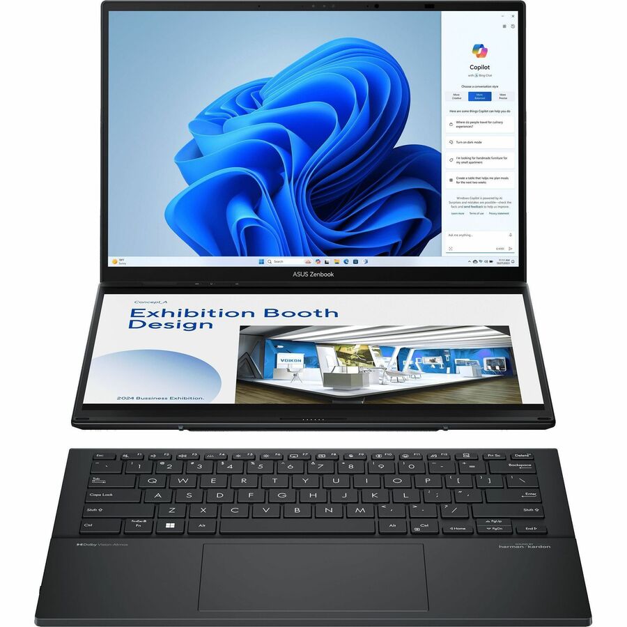 Asus ZenBook Duo UX8406 UX8406MA-PS99T 14" Touchscreen Detachable 2 in 1 Notebook - 3K - Intel Core Ultra 9 185H - Intel Evo Platform - 32 GB - 1 TB SSD - Inkwell Gray UX8406MA-PS99T