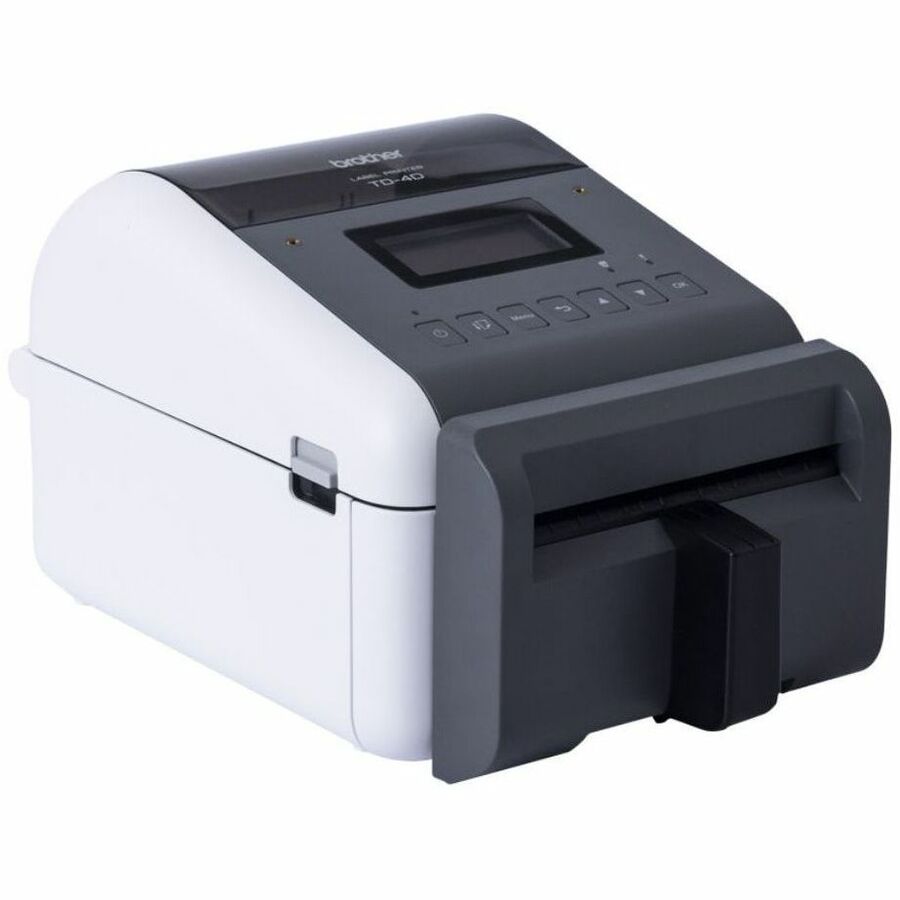 Brother TD-4550DNWBFC Desktop Direct Thermal Printer - Monochrome - Label Print - Fast Ethernet - USB - USB Host - Serial - Bluetooth 4.2 - IEEE 802.11a/b/g/n Wireless LAN - With Cutter TD4550DNWBFC