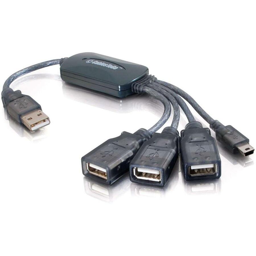 C2G 11in 4-Port USB Splitter - 3 USB A Ports and 1 USB Mini B Plug - USB 2.0 27402