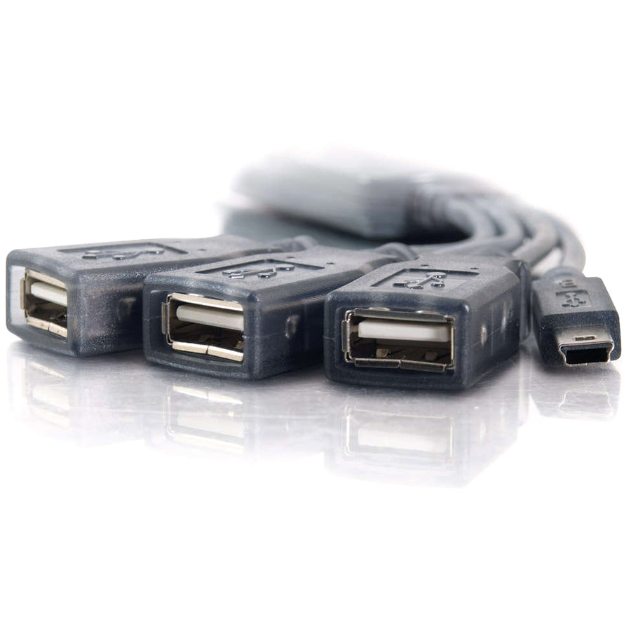 C2G 11in 4-Port USB Splitter - 3 USB A Ports and 1 USB Mini B Plug - USB 2.0 27402