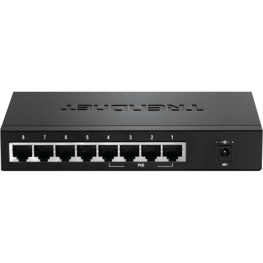 TRENDnet 8-Port 10/100Mbps PoE Switch, 4 x 10/100 Ports, 4 x 10/100 PoE Ports, 30W PoE Power Budget, 1.6 Gbps Switching Capacity, 802.3af, Limited Lifetime Protection, Black, TPE-S44 TPE-S44