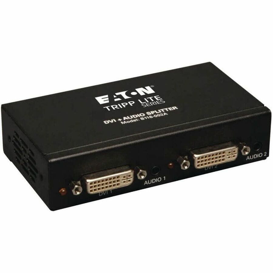 Eaton Tripp Lite Series 2-Port DVI Splitter with Audio and Signal Booster, Single-Link 1920x1200 at 60Hz/1080p (DVI F/2xF), TAA B116-002A