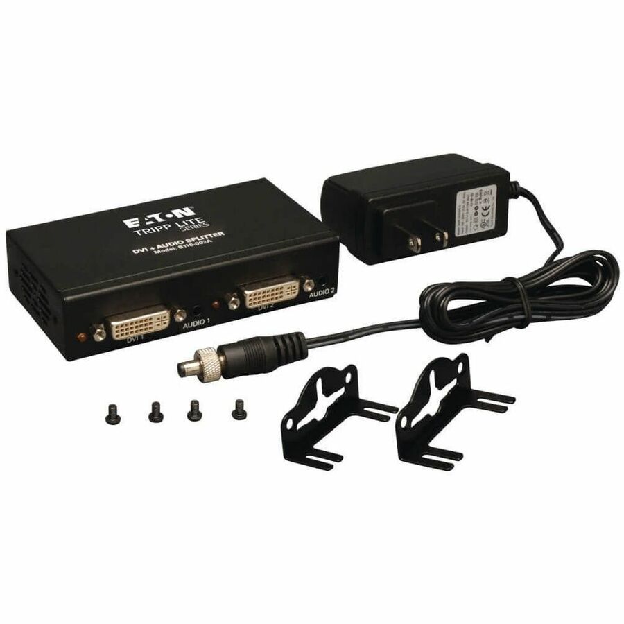 Eaton Tripp Lite Series 2-Port DVI Splitter with Audio and Signal Booster, Single-Link 1920x1200 at 60Hz/1080p (DVI F/2xF), TAA B116-002A