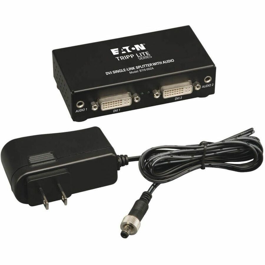 Eaton Tripp Lite Series 2-Port DVI Splitter with Audio and Signal Booster, Single-Link 1920x1200 at 60Hz/1080p (DVI F/2xF), TAA B116-002A