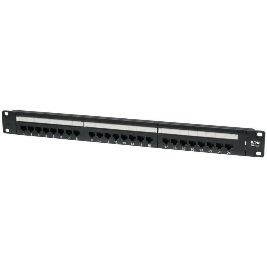 Eaton Tripp Lite Series 24-Port 1U Rack-Mount Cat6/Cat5 110 Patch Panel, 568B, RJ45 Ethernet, TAA N252-024