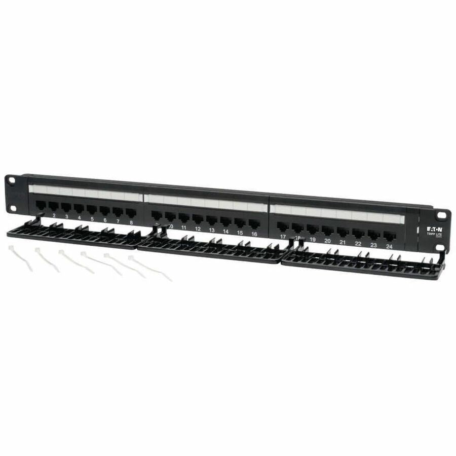 Eaton Tripp Lite Series 24-Port 1U Rack-Mount Cat6/Cat5 110 Patch Panel, 568B, RJ45 Ethernet, TAA N252-024