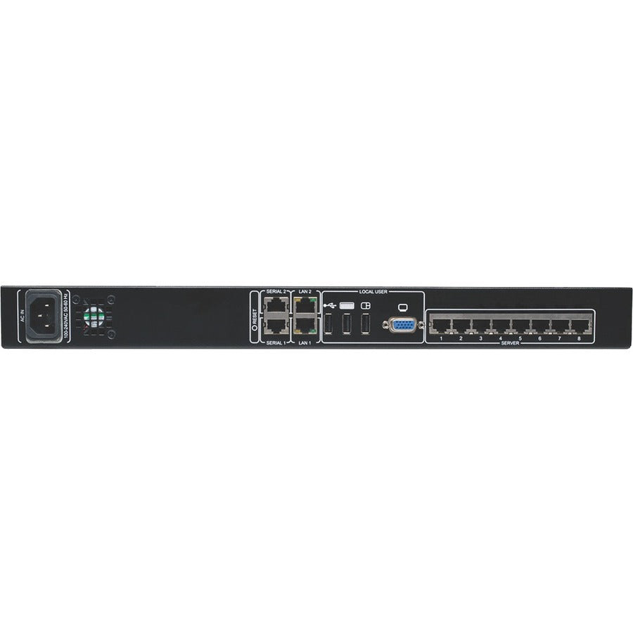 Tripp Lite by Eaton NetCommander 8-Port Cat5 KVM over IP Switch - 1 Remote + 1 Local User, 1U Rack-Mount, TAA B072-008-1-IP