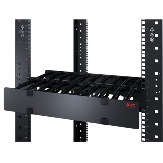 APC by Schneider Electric Horizontal Cable Manager, 1U x 4" Deep, Single-Sided with Cover AR8602A