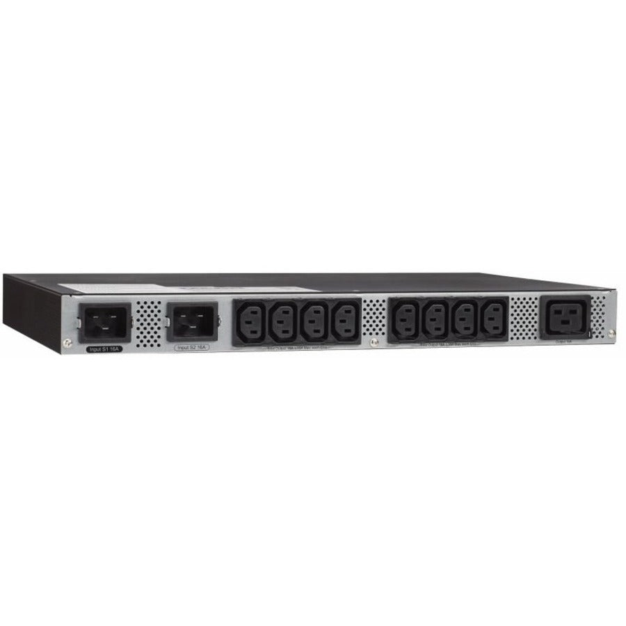 Eaton ATS rack PDU, 1U, (2) L6-20P, (2) C20 input, 3.33 kW max, 200-240V, 16A, 8 ft cord, Single-phase, Outlets: (8) C13, (1) C19 EATS220