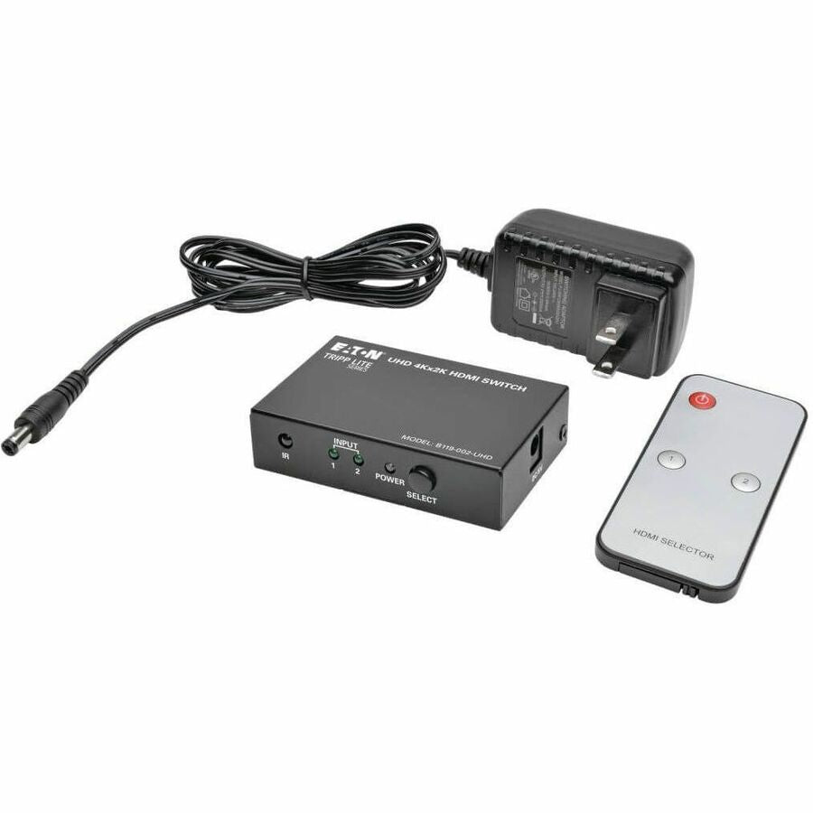 Eaton Tripp Lite Series 2-Port HDMI Switch with Remote Control - 4K @ 60 Hz, 4:4:4, HDR, 3D, HDCP 2.2, EDID B119-002-UHD