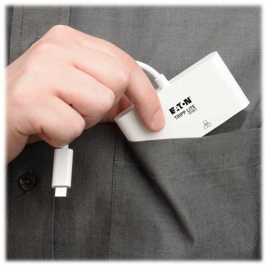 Eaton Tripp Lite Series USB-C Multiport Adapter, VGA, USB 3.x (5Gbps) Hub Port, Gigabit Ethernet and 60W PD Charging, White U444-06N-VGU-C