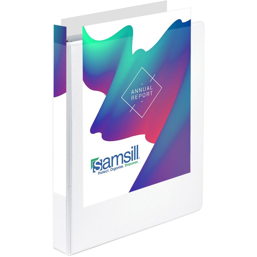 Samsill Durable 3 Ring Binder Made in the USA, 1-Inch Round Ring Binder, Holds 200 Sheets, Customizable Clear View Cover, White, 8 Pack (S88437) S88437