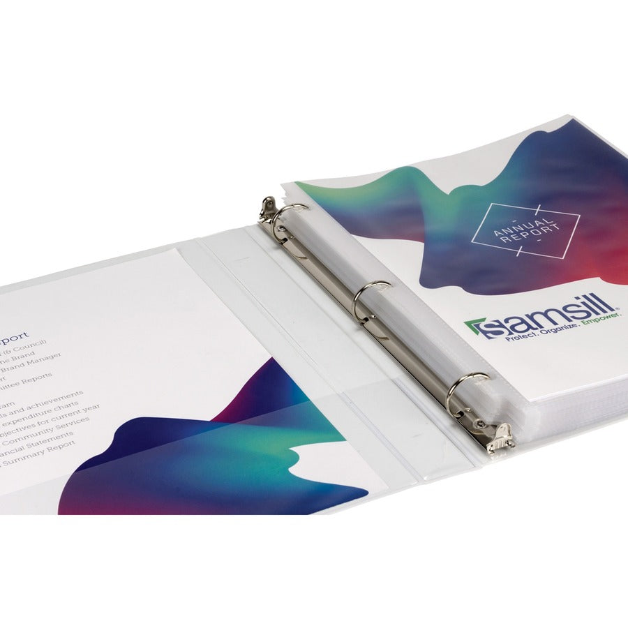 Samsill Durable 3 Ring Binder Made in the USA, 1-Inch Round Ring Binder, Holds 200 Sheets, Customizable Clear View Cover, White, 8 Pack (S88437) S88437
