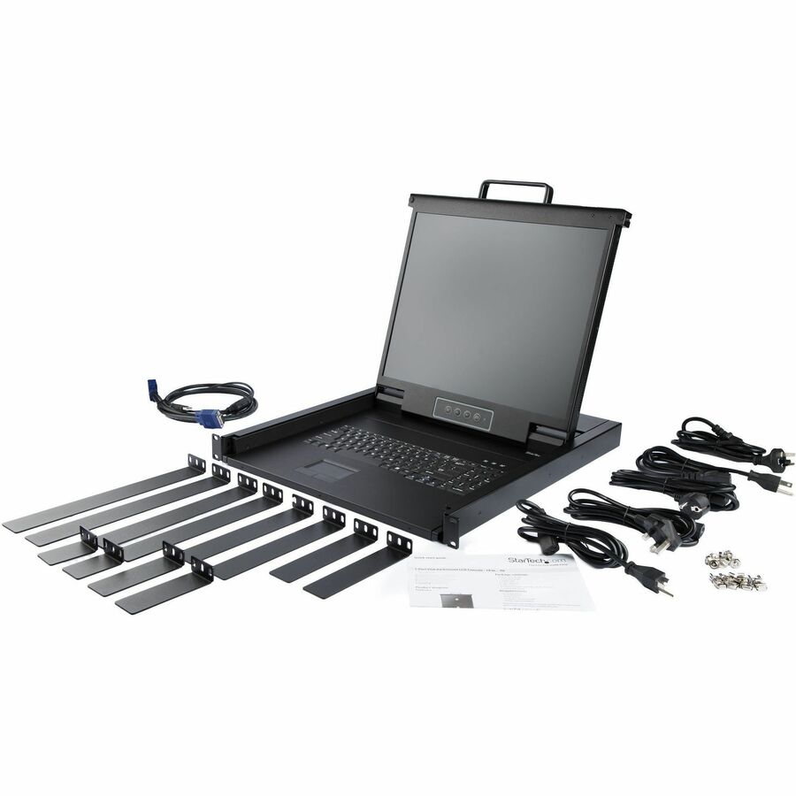 StarTech.com Rackmount KVM Console - 1U 19" LCD Monitor Single Port VGA KVM Server Rack Drawer includes Cables & Hardware - USB Support RKCONS1901
