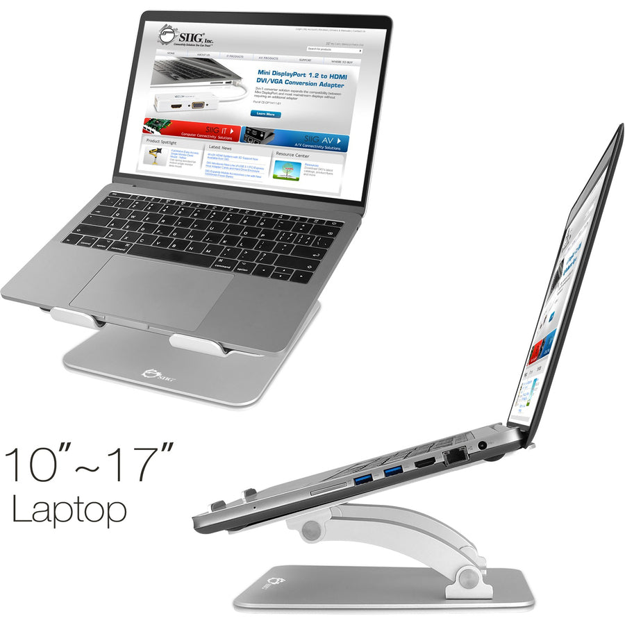 SIIG Adjustable Aluminum Laptop Stand for Macbook and PC CE-MT2C12-S1
