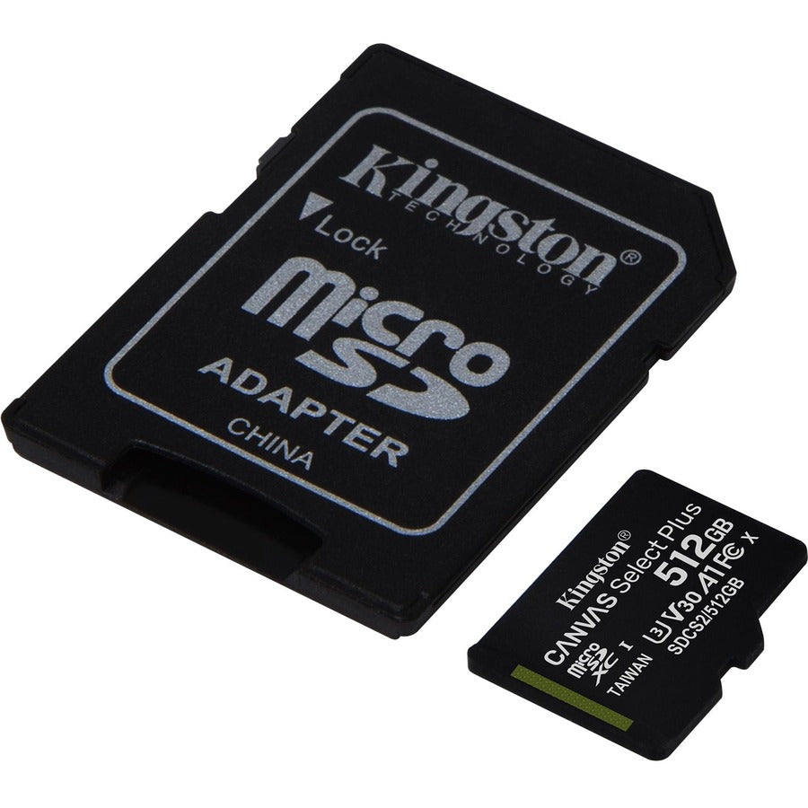 Kingston Canvas Select Plus SDCS2 512 GB Class 10/UHS-I (U3) microSDXC - 1 Pack SDCS2/512GB