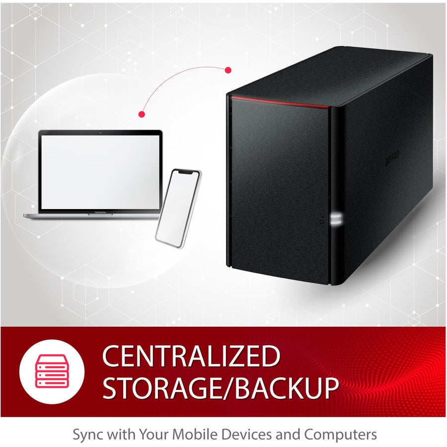 BUFFALO LinkStation SoHo 220 Home-Office NAS Storage 8TB Personal Cloud Hard Drives Included LS220D0802B
