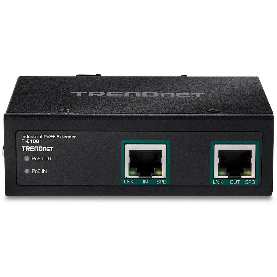 TRENDnet Industrial Gigabit PoE+ Extender, TI-E100, Single Port PoE, Power Over Ethernet, Supports PoE (15.4W) and PoE+ (30W), Extends 100m, Cascade 2 Units for Distance Up to 300m (984 ft.), IP30 TI-E100