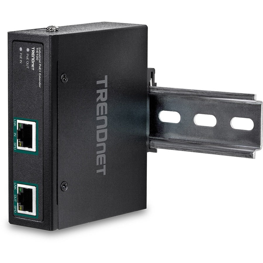 TRENDnet Industrial Gigabit PoE+ Extender, TI-E100, Single Port PoE, Power Over Ethernet, Supports PoE (15.4W) and PoE+ (30W), Extends 100m, Cascade 2 Units for Distance Up to 300m (984 ft.), IP30 TI-E100