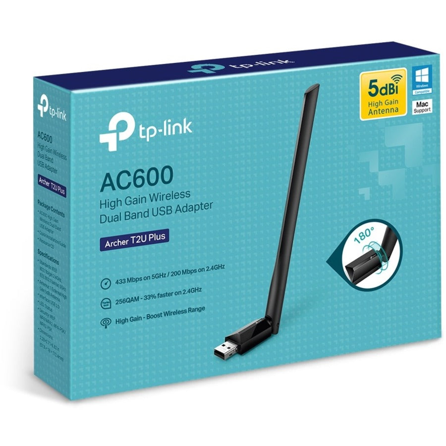 TP-Link Archer T2U Plus - IEEE 802.11ac Dual Band Wi-Fi Adapter for Desktop/Notebook ARCHER T2U PLUS