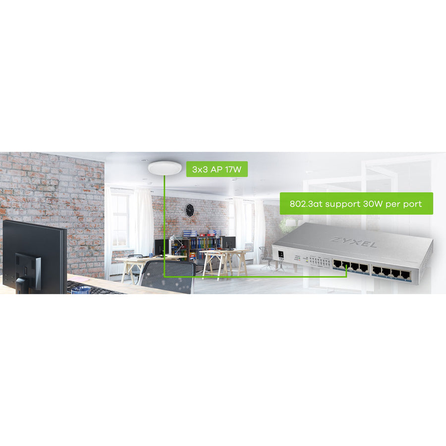 ZYXEL 8-Port GbE Unmanaged PoE Switch GS1008HP