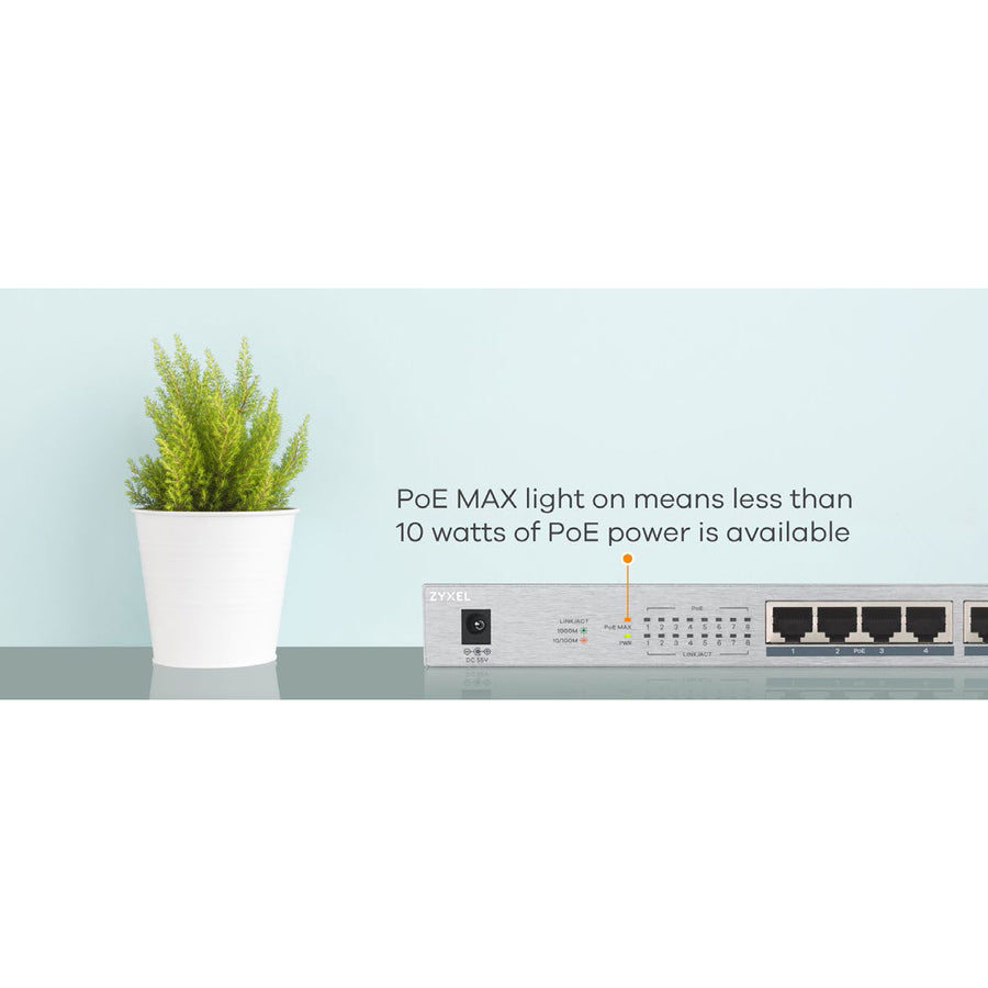 ZYXEL 8-Port GbE Unmanaged PoE Switch GS1008HP