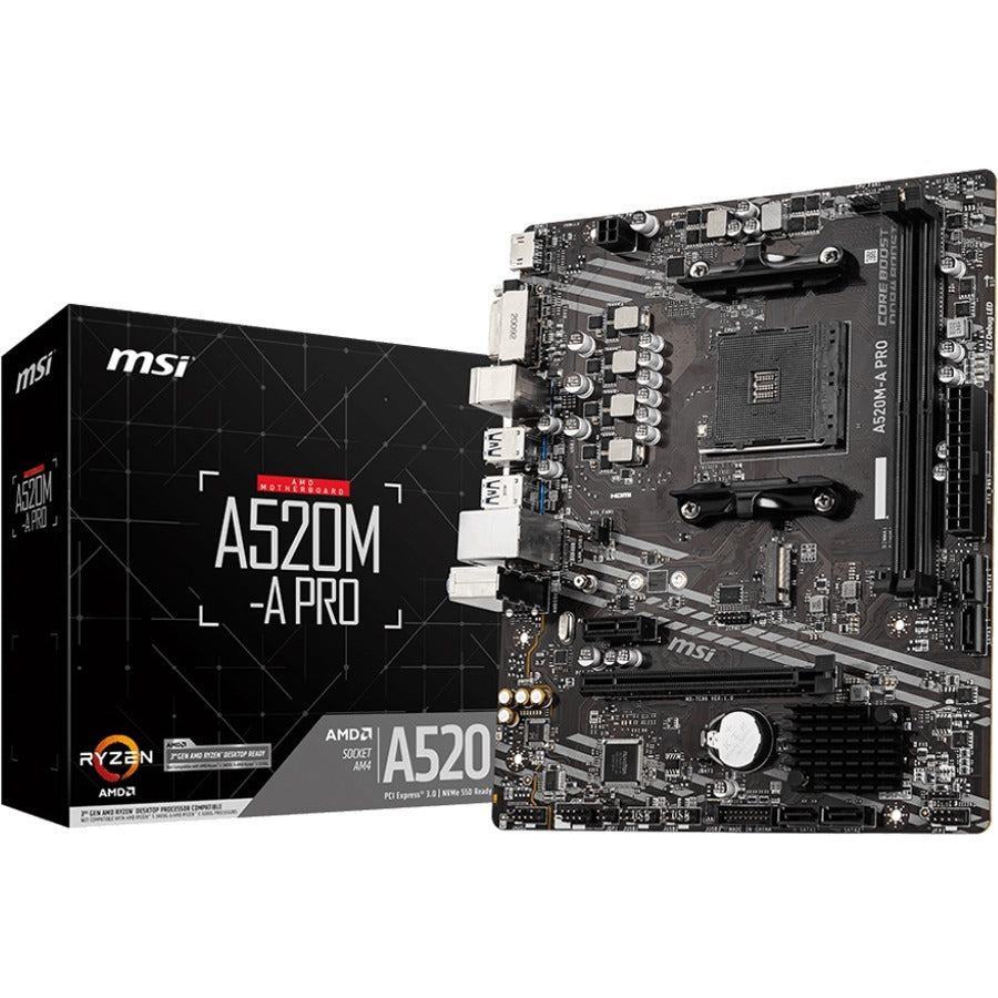 MSI A520M-A PRO Desktop Motherboard - AMD A520 Chipset - Socket AM4 - Micro ATX A520MAPRO