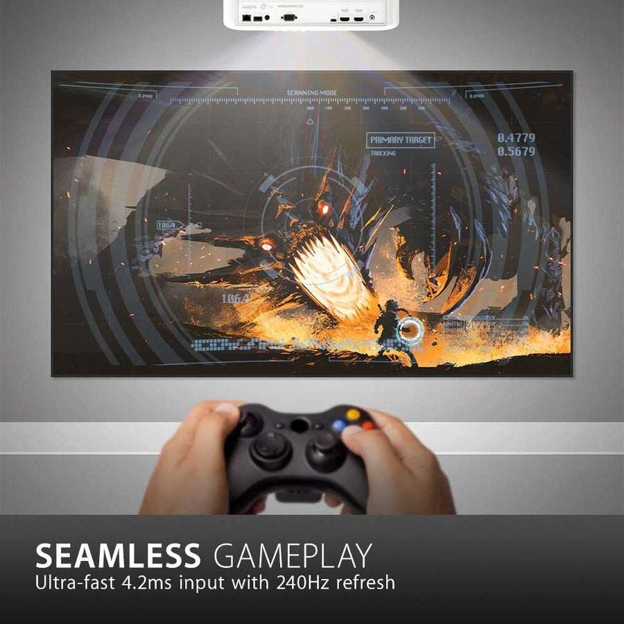 ViewSonic (PX748-4K) 4K UHD Projector with 4000 Lumens 240 Hz 4.2ms HDR Support Auto Keystone Dual HDMI and USB C for Home Theater Day and Night, Stream Netflix with Dongle PX748-4K