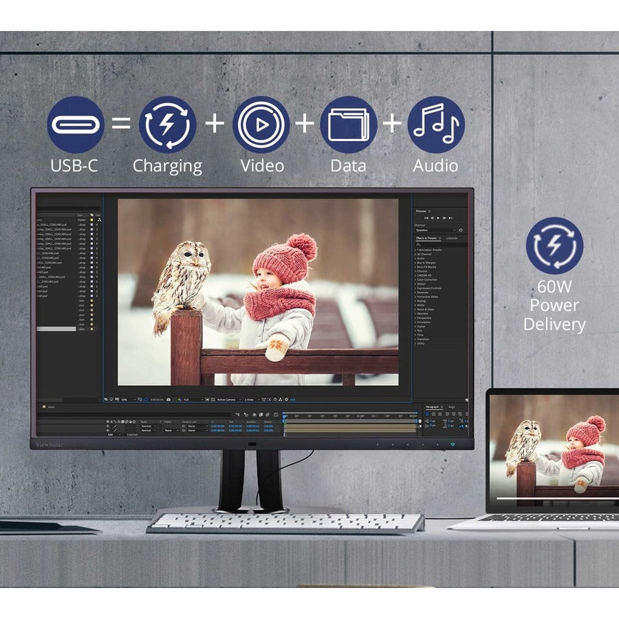 ViewSonic VP2756-4K 27 Inch 4K UHD IPS Ergonomic Monitor with Ultra-Thin Bezels, Color Accuracy, Pantone Validated, 60W USB C VP2756-4K