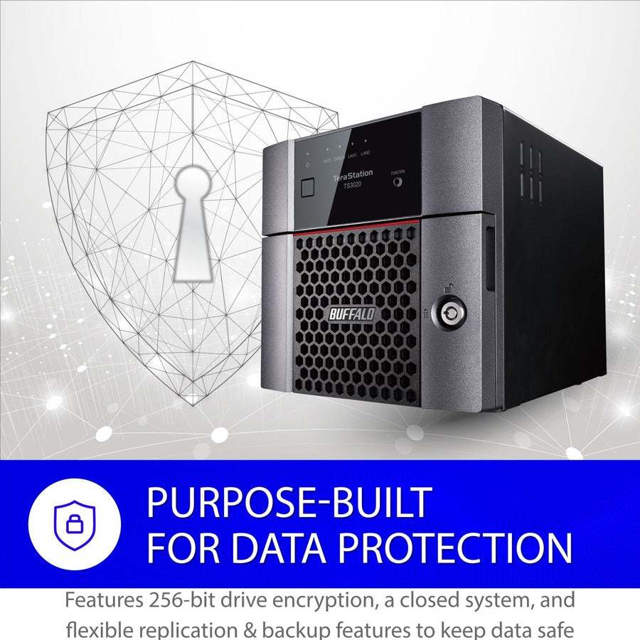 BUFFALO TeraStation 3220 2-Bay SMB 8TB (2x4TB) Desktop NAS Storage w/ Hard Drives Included TS3220DN0802