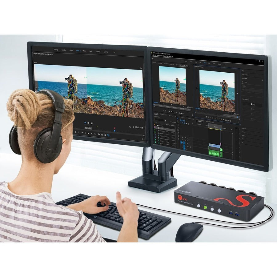 SIIG 4-Port DisplayPort 1.4 8K MST Dual Head KVM Console Switch CE-KV0H11-S1