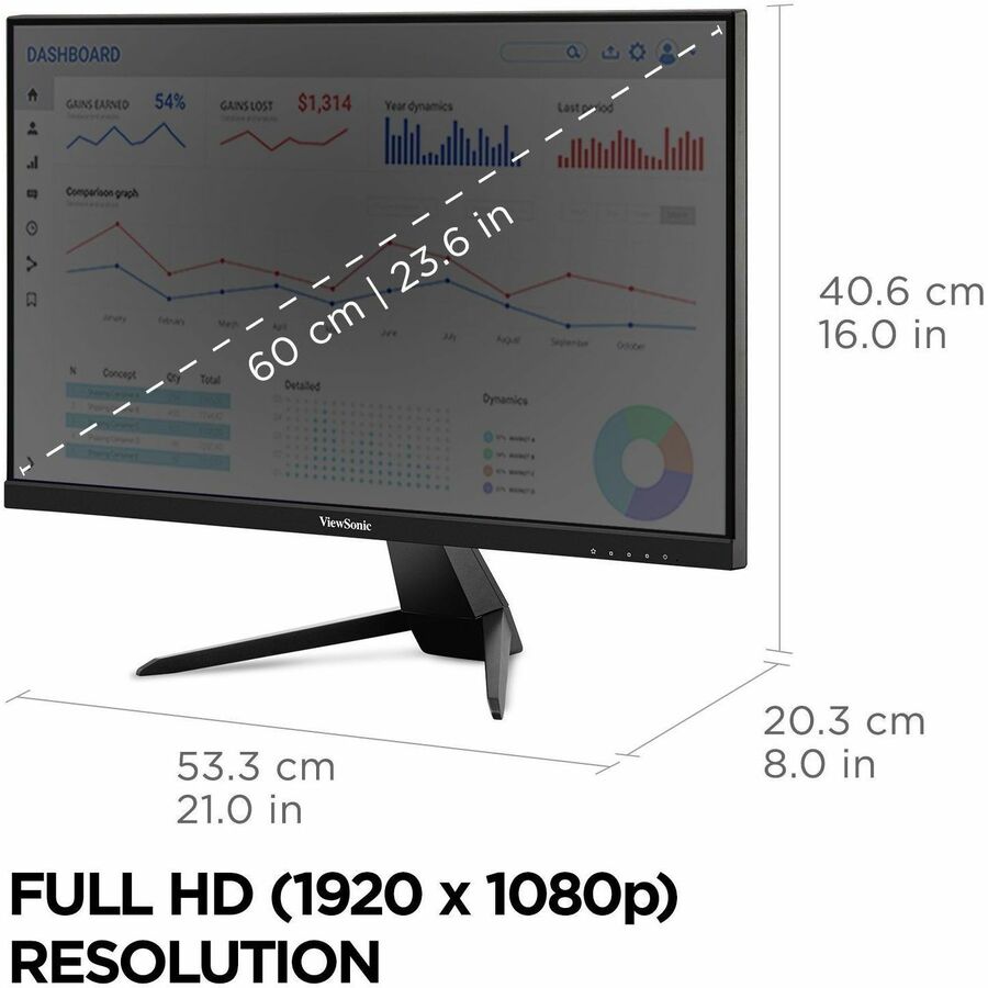 ViewSonic VX2467U 24 Inch 1080p Monitor with 65W USB C, Ultra-Thin Bezels, HDMI, and VGA input VX2467U