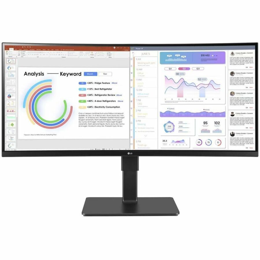 LG Ultrawide 34BQ77QE-B 34" Class UW-QHD Curved Screen LED Monitor - 21:9 - Textured Black 34BQ77QE-B