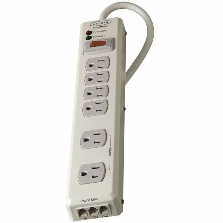 Belkin 6 Outlet Metal Surge Protector with 6ft Power Cord -1240 Joules - Beige F9H620-06-MTL