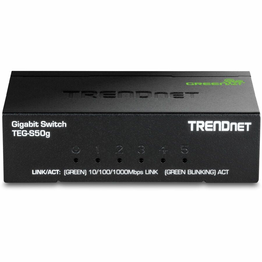 TRENDnet 5-Port Mini Gigabit Switch, TEG-S50g, GREENnet Technology, NDAA + TAA Compliant, Desktop Metal Ethernet Network Switch, 5 x Gigabit Ports, Fanless, Lifetime Protection, Black TEG-S50G