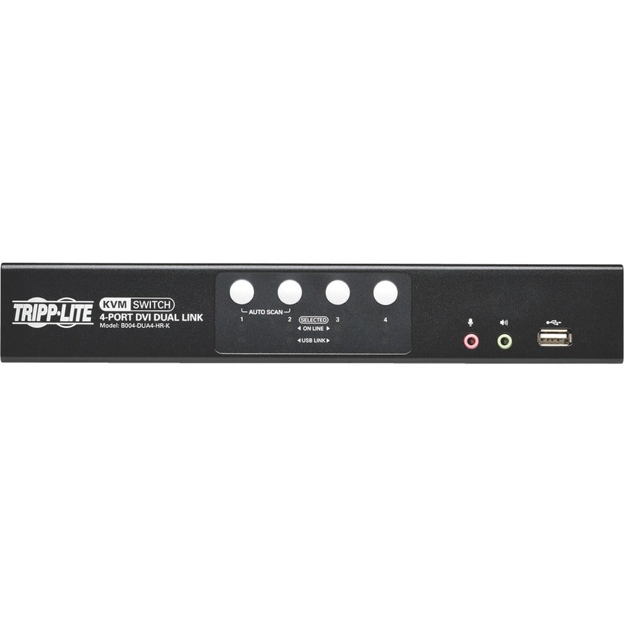 Tripp Lite by Eaton 4-Port DVI Dual-Link / USB KVM Switch with Audio and Cables, TAA B004-DUA4-HR-K