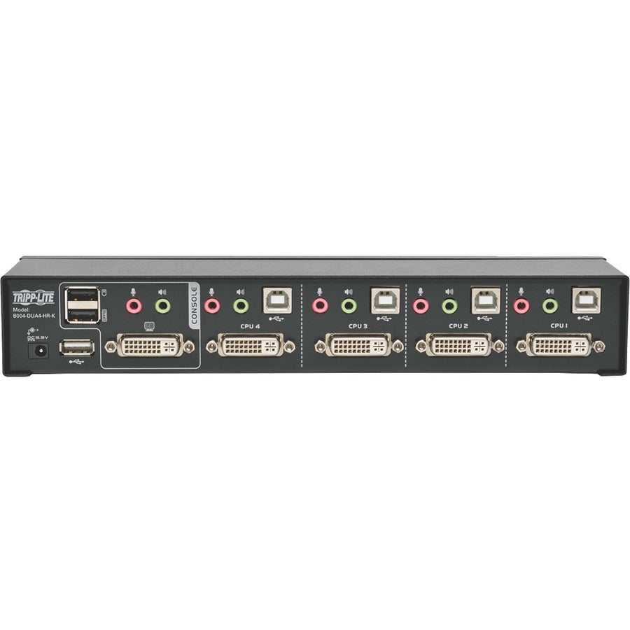 Tripp Lite by Eaton 4-Port DVI Dual-Link / USB KVM Switch with Audio and Cables, TAA B004-DUA4-HR-K