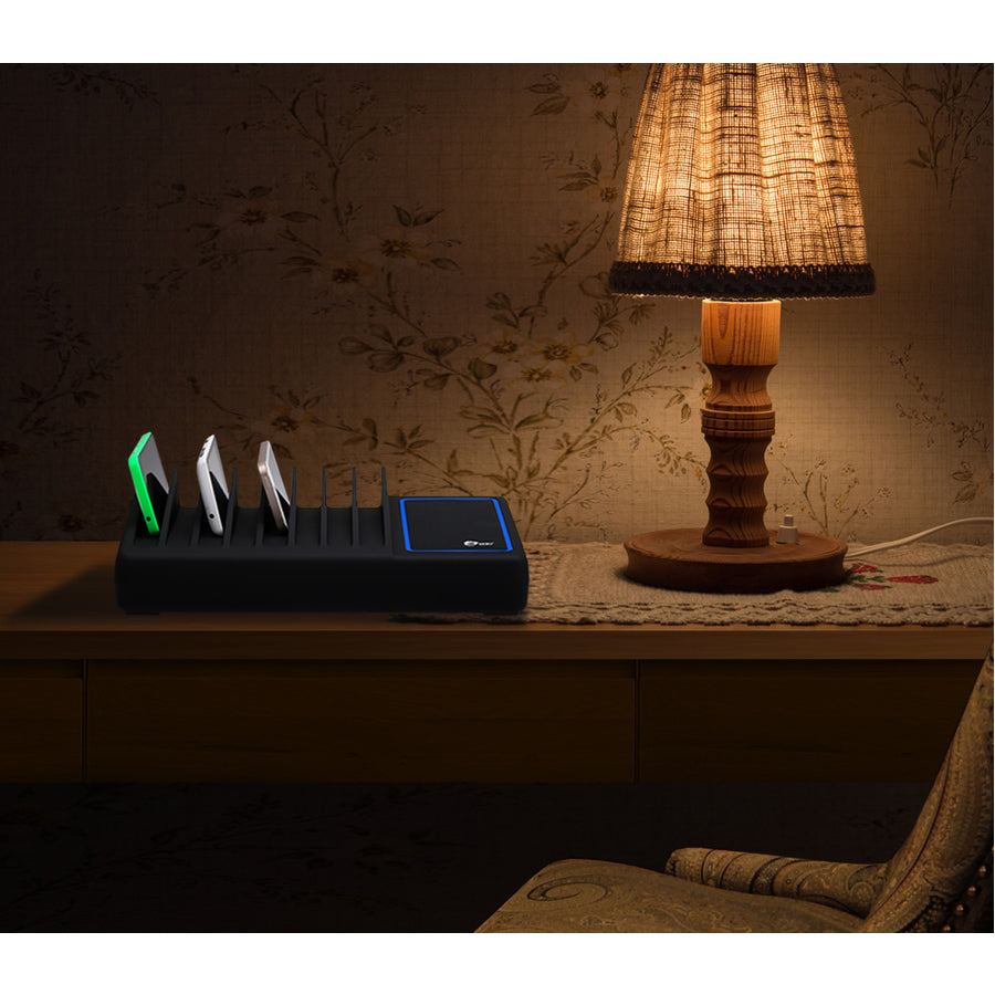 SIIG 10-Port USB Charging Station with Ambient Light Deck AC-PW1314-S1