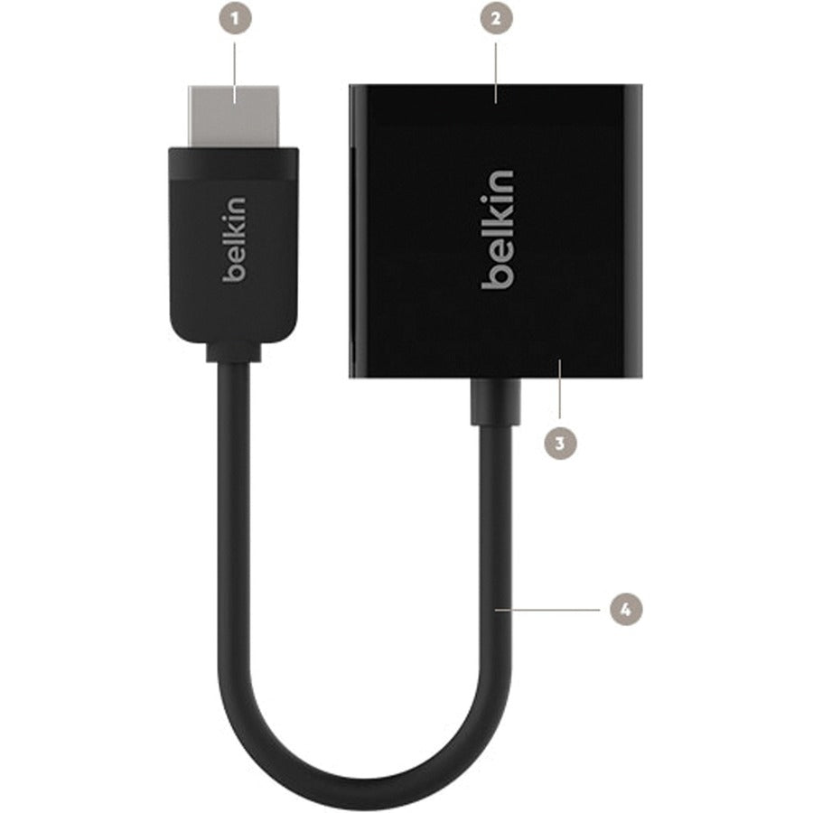 Belkin HDMI to VGA with Audio Adapter Cable for portable devices - 3.5mm Audio Adapter, M/F, 1080p F2CD058