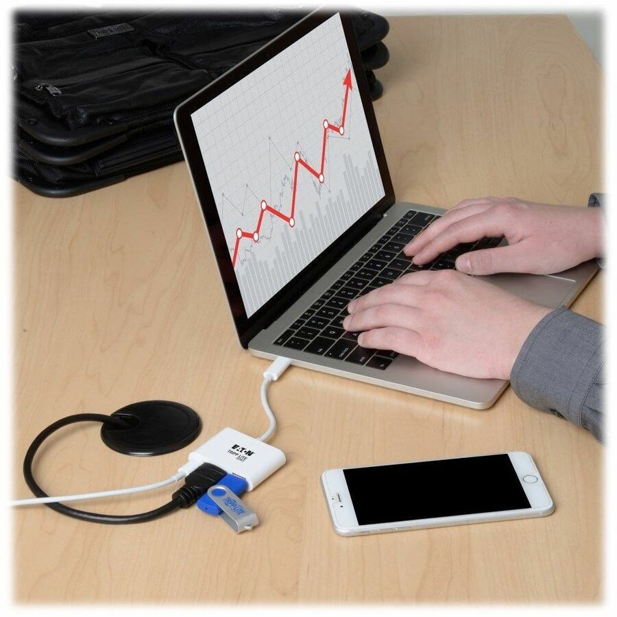 Eaton Tripp Lite Series USB-C to HDMI Adapter with USB 3.x (5Gbps) Hub Port and PD Charging, HDCP, White U444-06N-HU-C