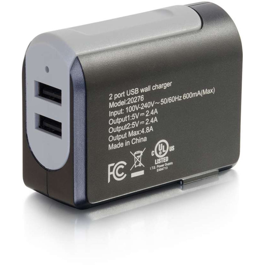 C2G 2-Port USB Wall Charger - AC Power Adapter 20276