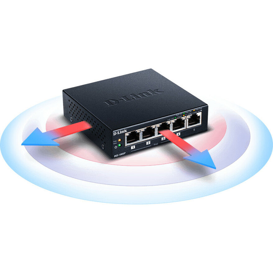 D-Link 5-Port Desktop Gigabit PoE+ Switch DGS-1005P