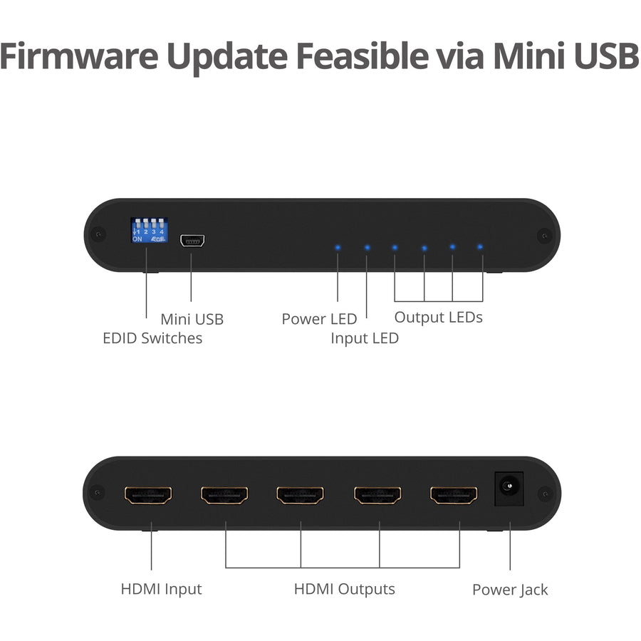 SIIG 1x4 HDMI 2.0 Splitter / Distribution Amplifier with Auto Video Scaling - 4K 60Hz HDR CE-H22Y11-S1