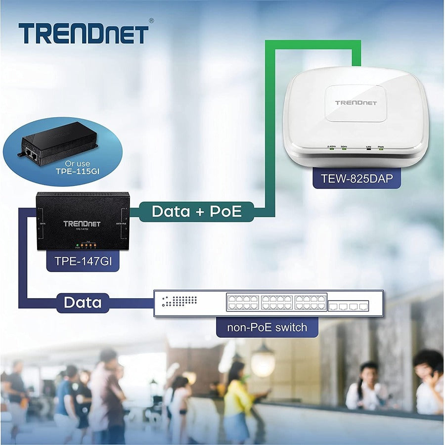 TRENDnet AC1750 Dual Band PoE Access Point, 1300Mbps WiFi AC+450 Mbps WiFi N, WDS Bridge, WDS Station, Repeater Modes, Band Steering, WiFi Traffic Shaping, IPv6, White, TEW-825DAP TEW-825DAP